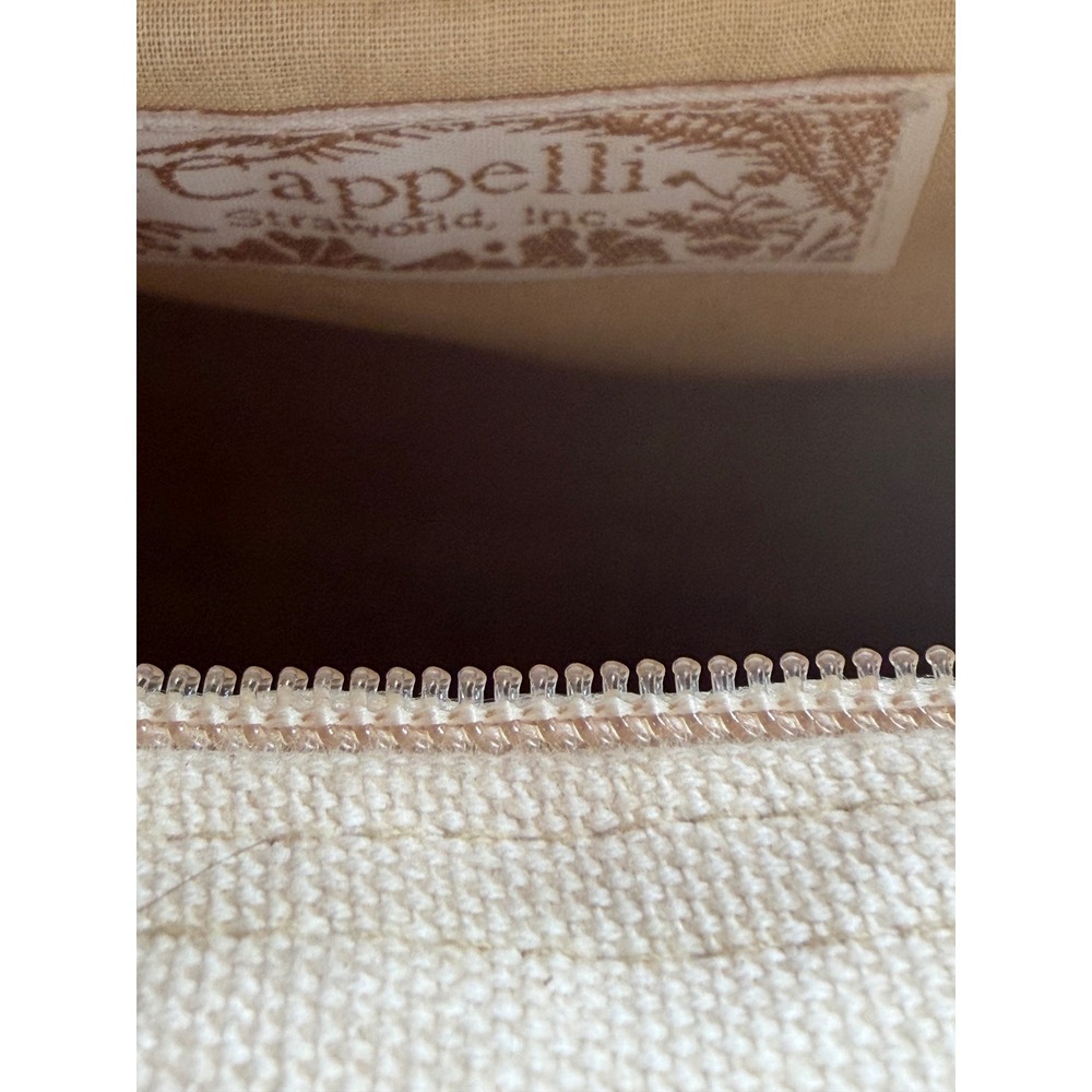 Cappelli Straworld Scottie‎ Dog Beaded Straw Tote Bag Bamboo Handle Tan Pink - Picture 7 of 10